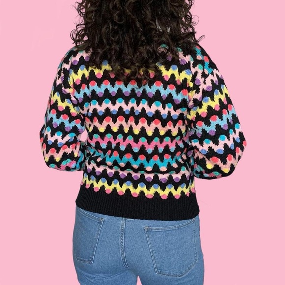 Vintage Small Northern Isles Retro Print Mock Neck Sweater! - Picture 5 of 7